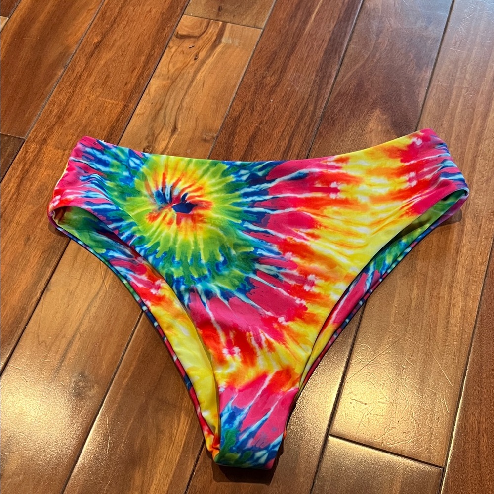 SHEIN Multicolor Tie-Dye Bikini Bottoms - Yellow, Red, Blue, Green, Pink